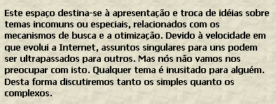 Abertura do blog Otimização e Posicionamento de Sites